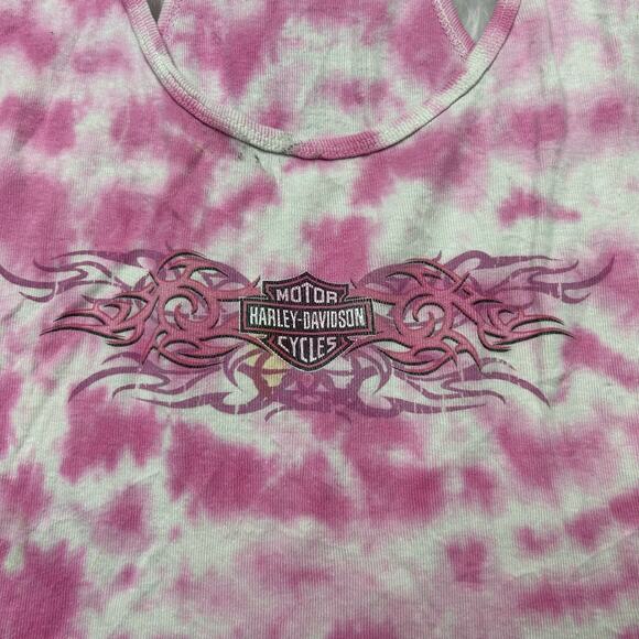 Late Y2k Harley Davidson pink tie dye tribal print tank top size L - Picture 2 of 7